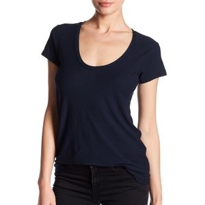 James Perse Deep Scoop Neck T-Shirt Deep